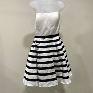 Sherri Hill Black and White Strapless Dress